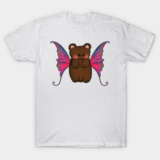 Fairy Teddy Bear with Neon Blue, Pink and Green Tie Dye Wings T-Shirt